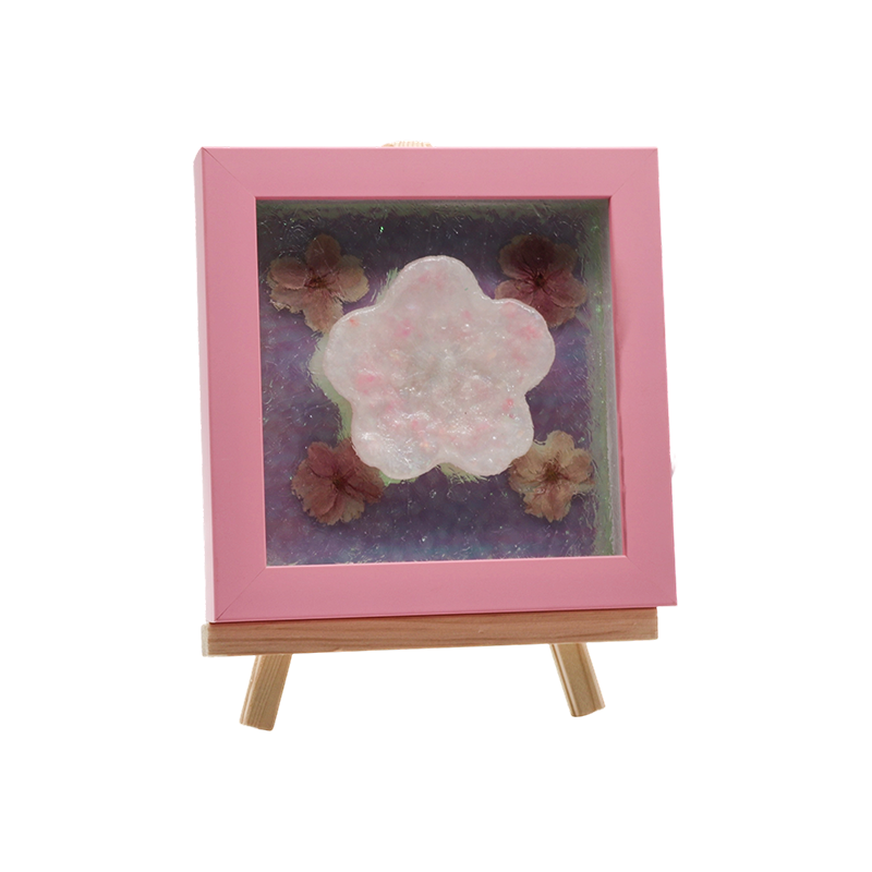 Fráma Adhmaid Ómra Uisce Ripple Lampa Ealaíne Blossom Cherry - Yozakura Rain