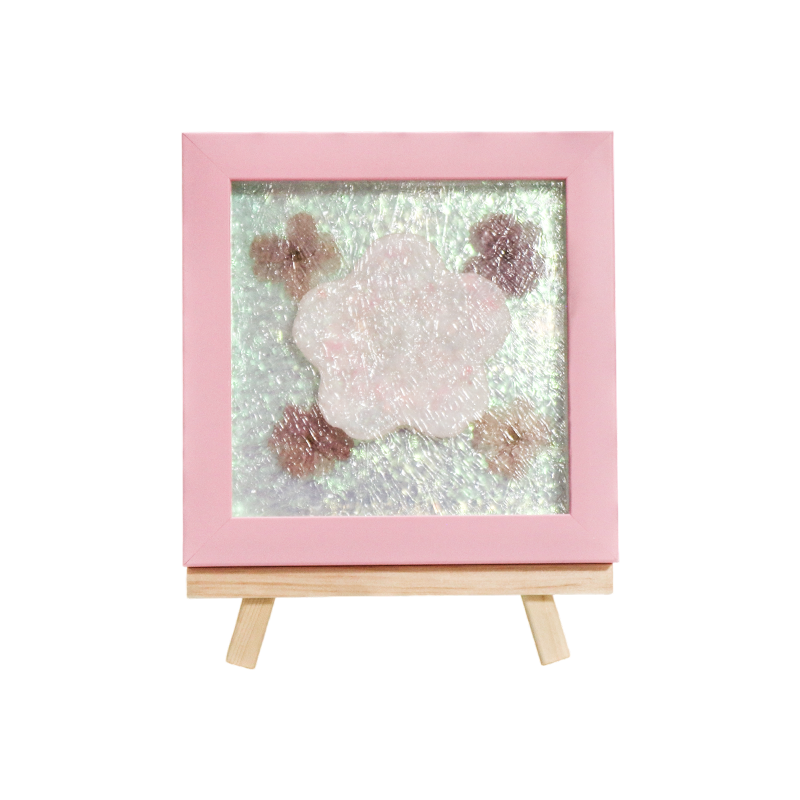 Fráma Adhmaid Ómra Uisce Ripple Lampa Ealaíne Blossom Cherry - Yozakura Rain