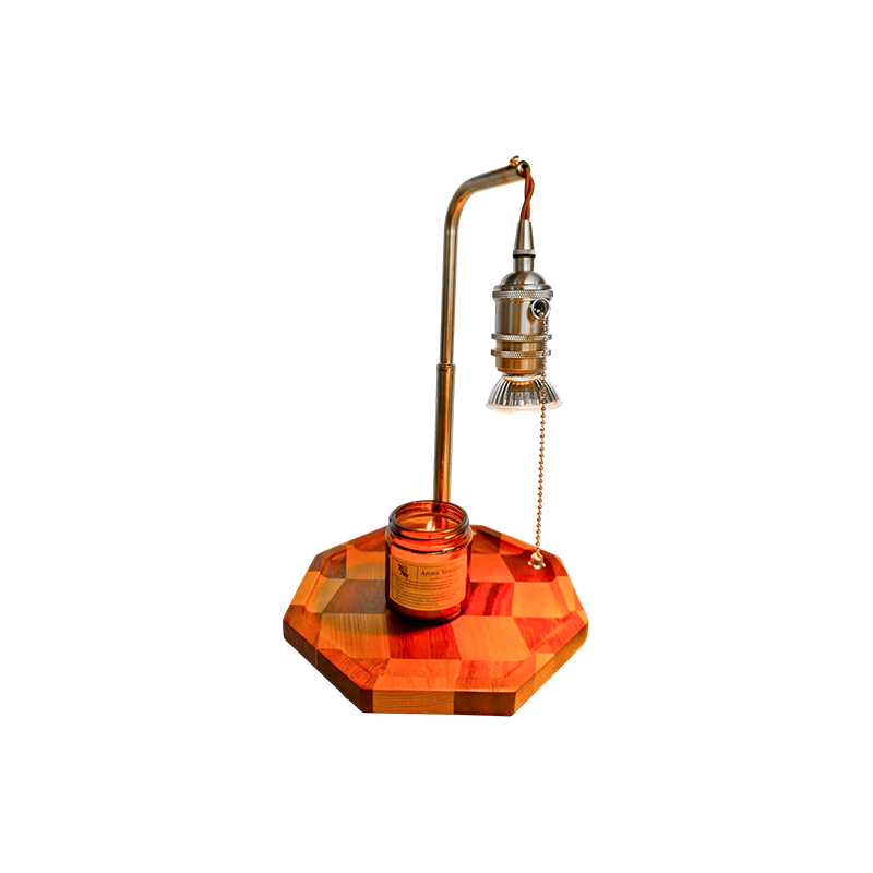 Lampa Níos Teo le Coinnle Retro le Prás Agus Adhmad - Breá Óir