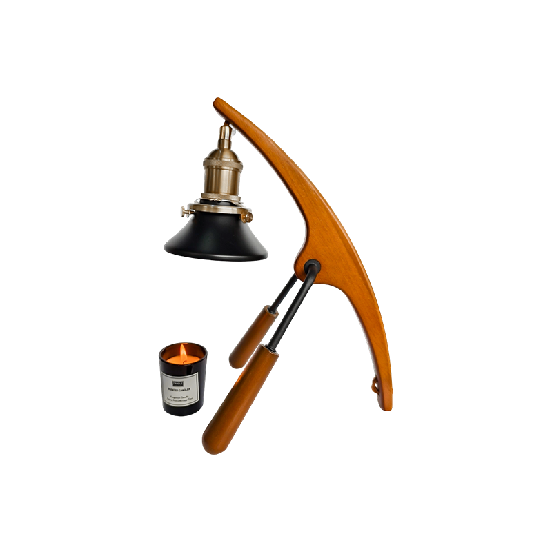 Lampa Coinneal Níos Teo Le Lámh Chuartha Adhmaid - Arc Glow