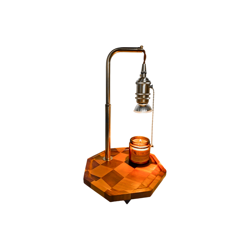 Lampa Níos Teo le Coinnle Retro le Prás Agus Adhmad - Breá Óir